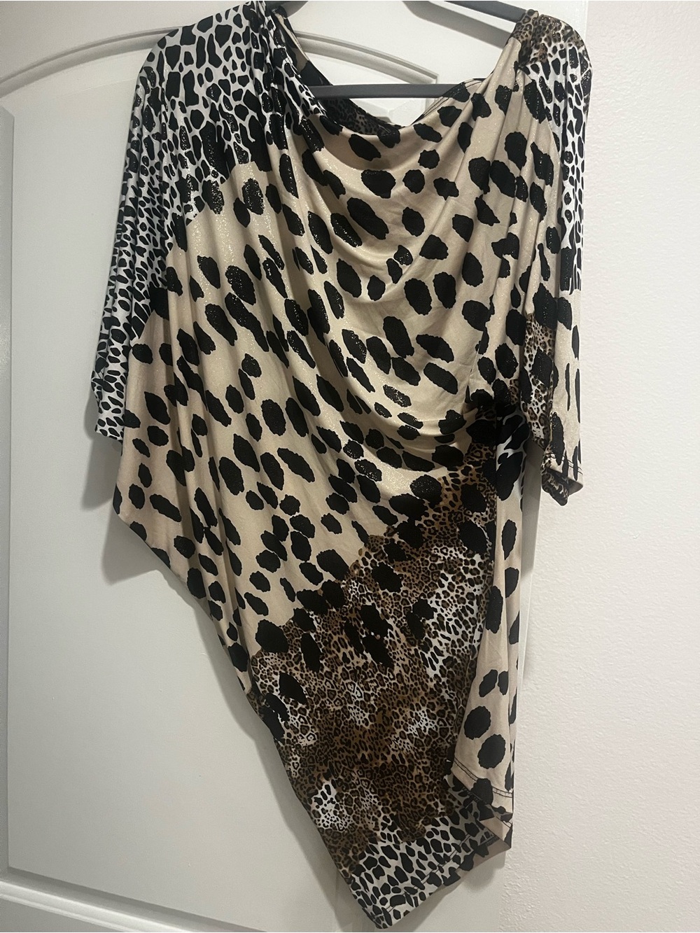 Zara Leopard Zip-Front Top - Brown & Black
